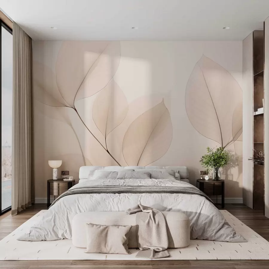 stenske poslikave Bela cvetica z drobnimi črtami w05268