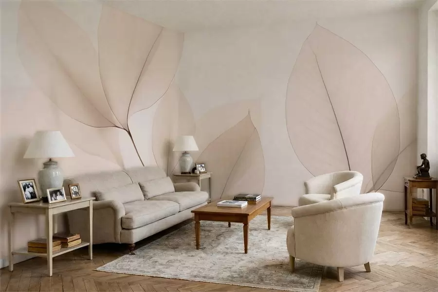 stenske poslikave Bela cvetica z drobnimi črtami w05268