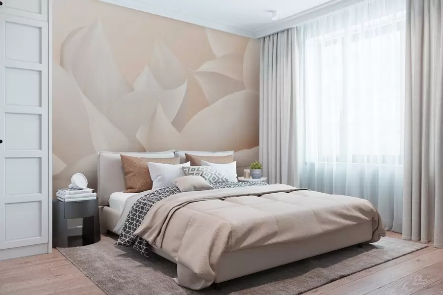 stenske poslikave Mehki cvetni listi v barvi breskve in mleka w09716