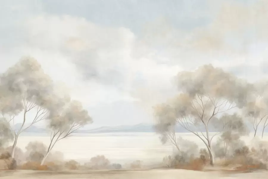 stenske poslikave Slikarski slog s teksturo pokrajine z drevesi pod oblačnim nebom w09753