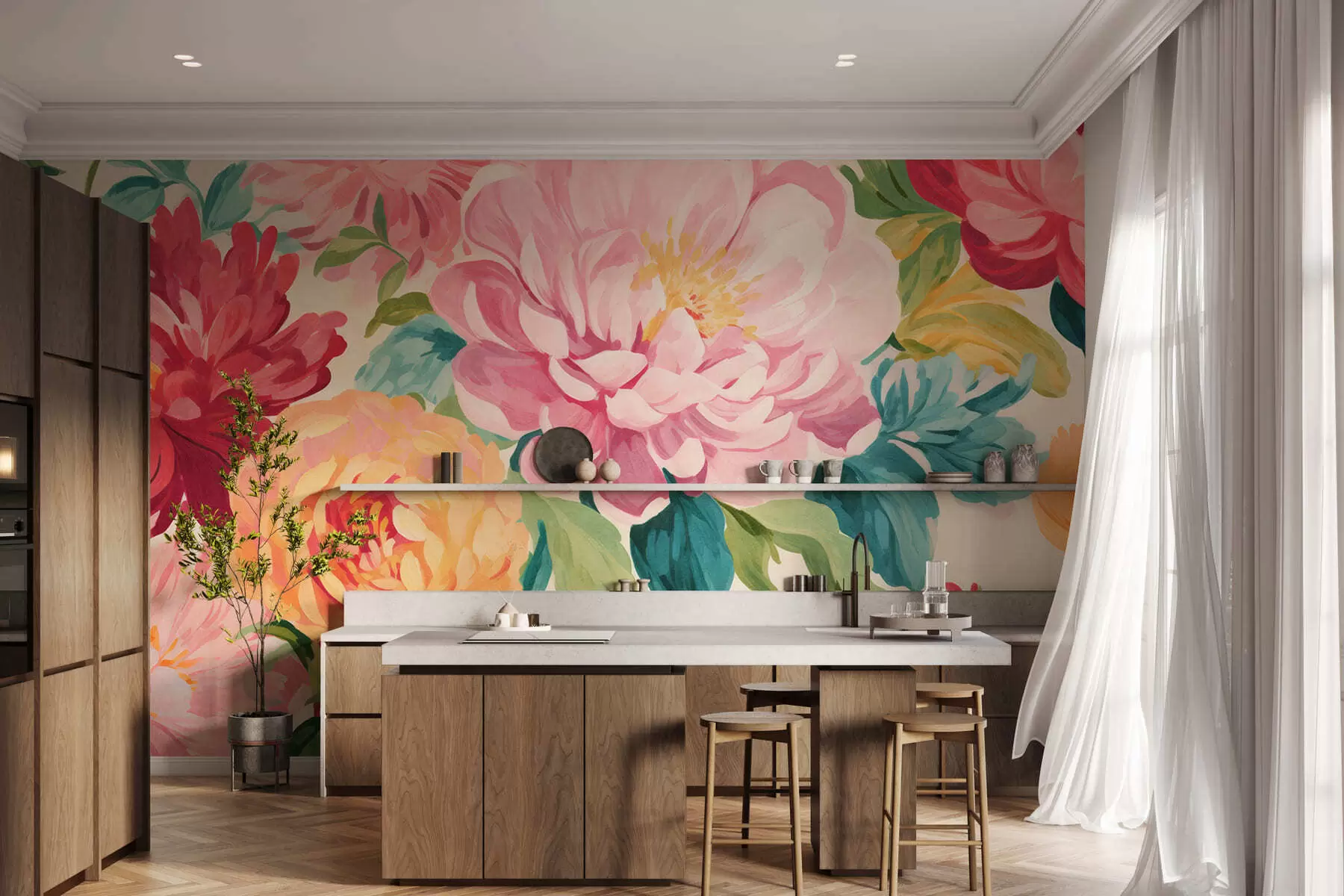 stenske poslikave Vrt z vrtnicami w05313