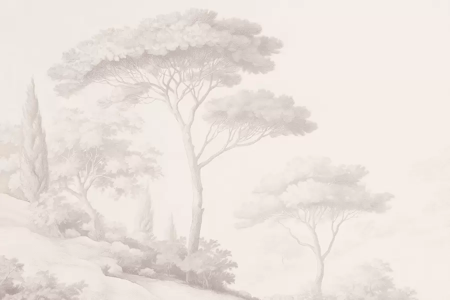 stenske poslikave Mirna gozdna pokrajina v bež barvni paleti w09685