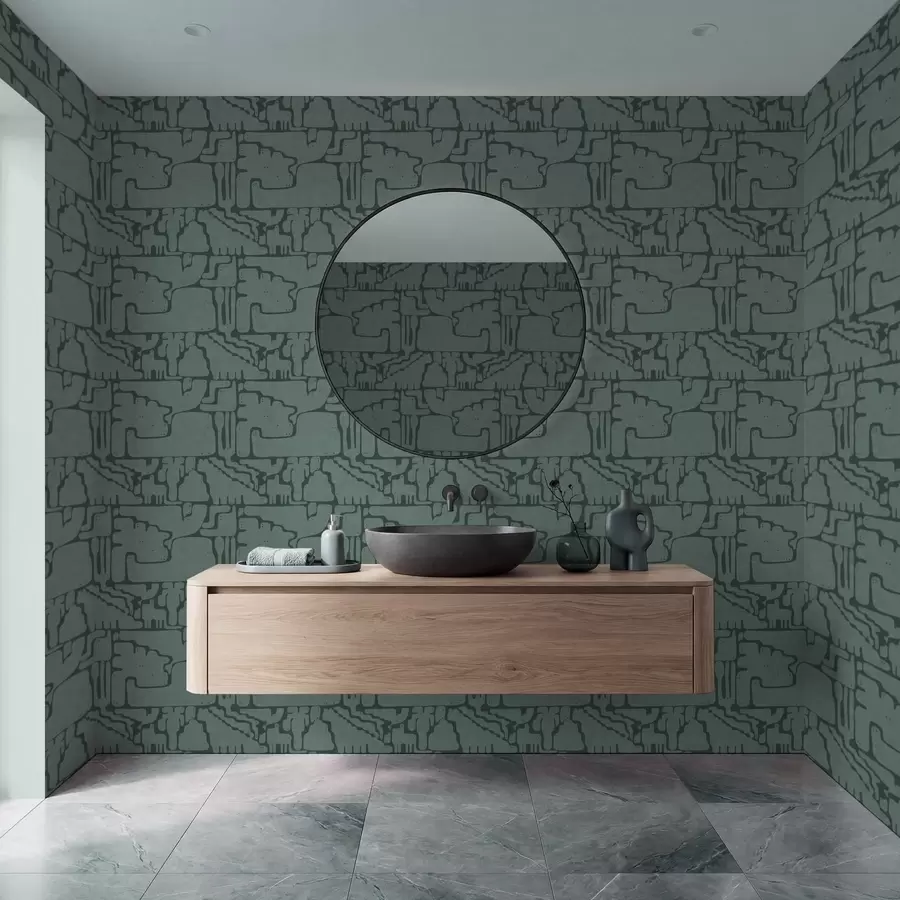 stenske poslikave Abstraktni vzorec v odtenkih modrozelene barve a01122v3