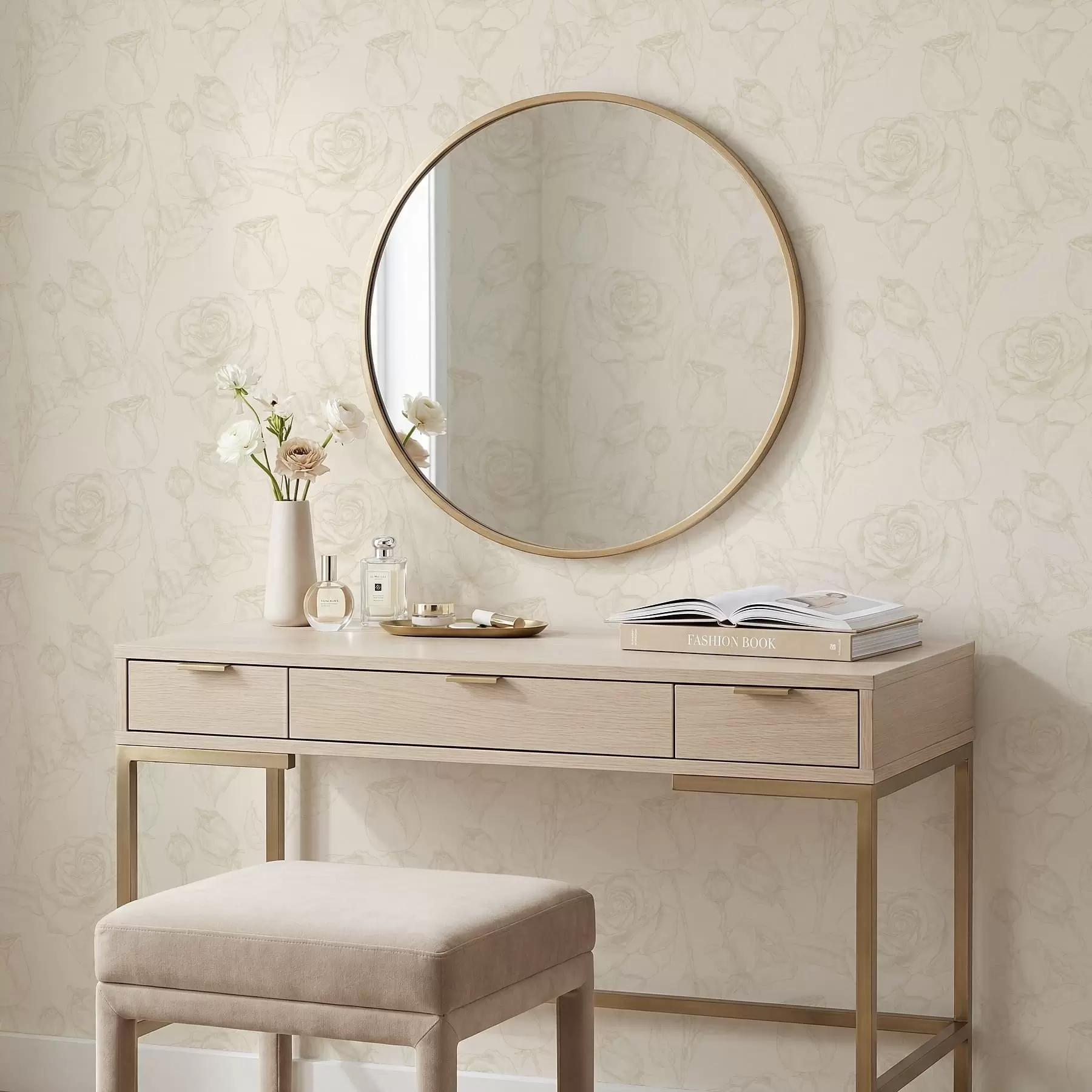 stenske poslikave Svetlo rožnat vzorec na bež ozadju a01124