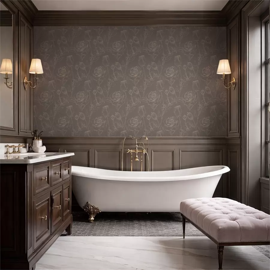 stenske poslikave Temno rožnat vzorec na rjavem ozadju a01124v1