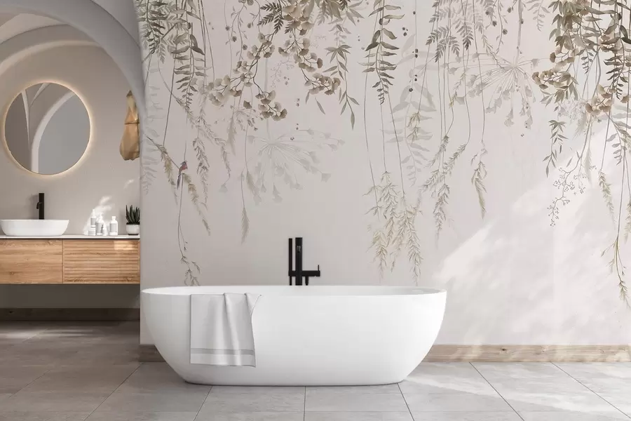 stenske poslikave Obesite divje rastline na svetlem ozadju w05320