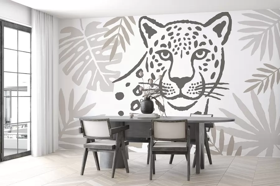 stenske poslikave Leopard med listjem w05396