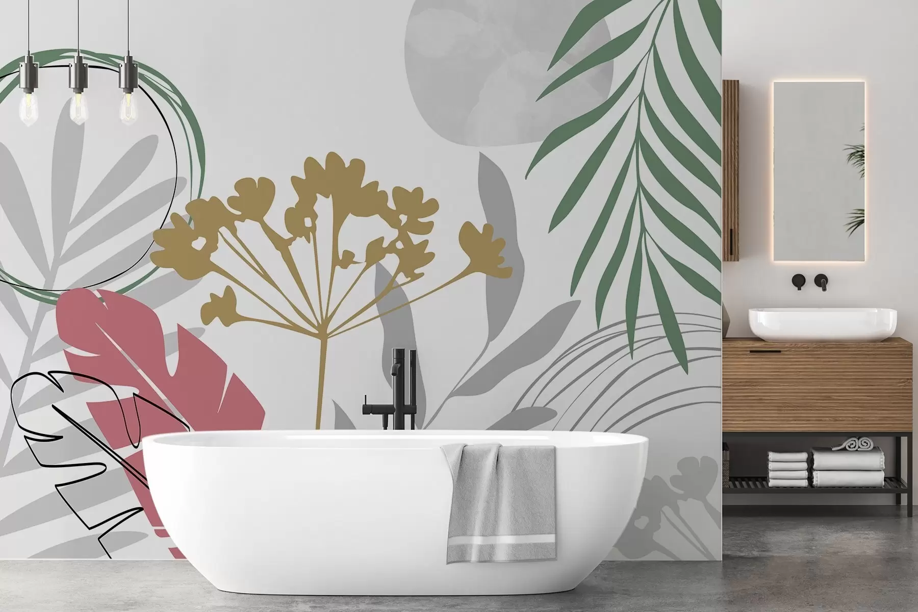 stenske poslikave Abstrakcija z rastlinami w05400v1