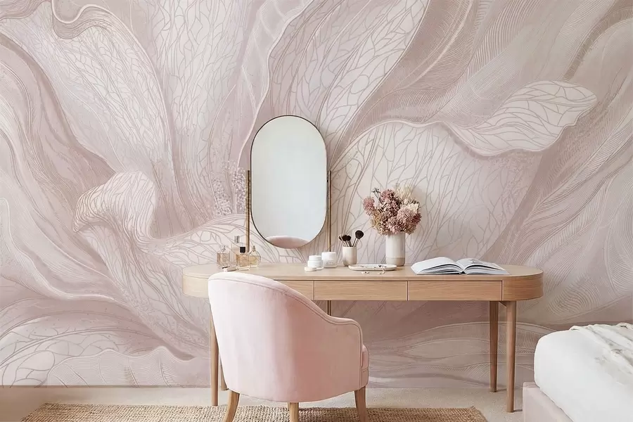 stenske poslikave Abstraktni cvet v svetlo bežnih odtenkih w05119