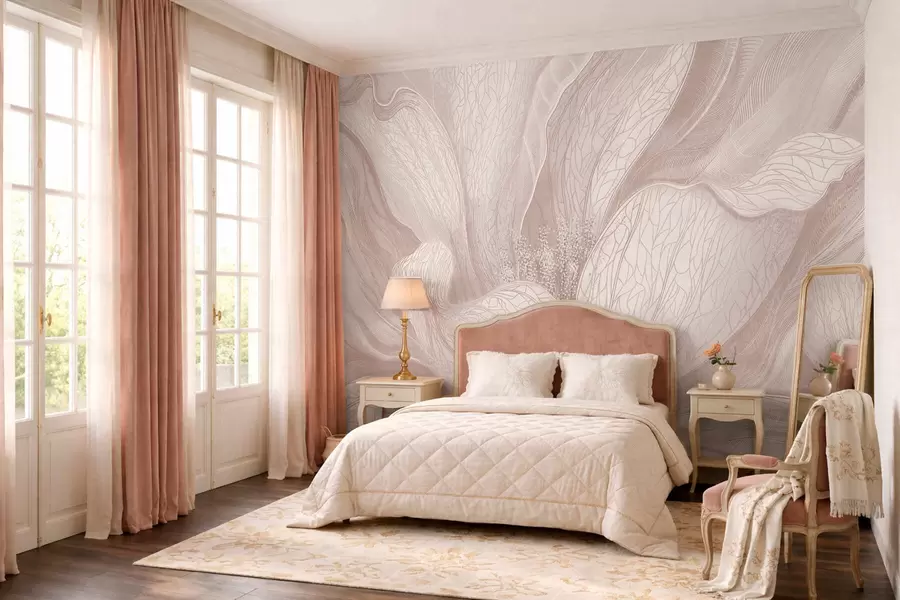 stenske poslikave Abstraktni cvet v svetlo bežnih odtenkih w05119