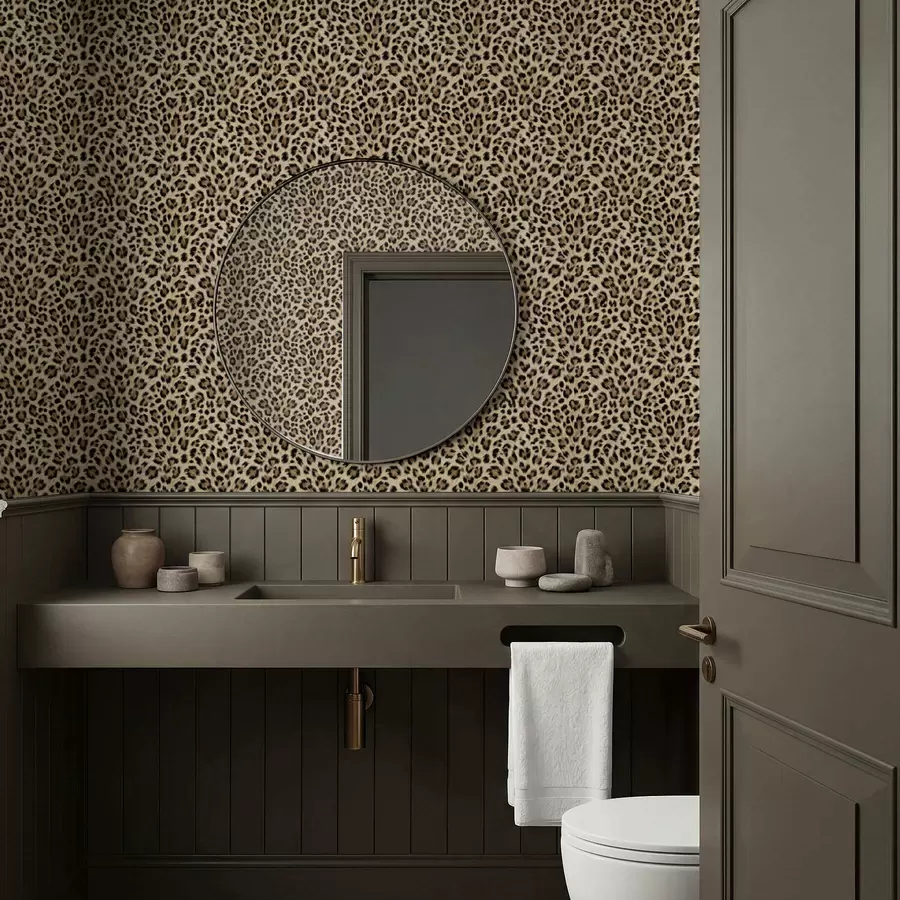 stenske poslikave Leopardji vzorec s pikami na svetlem ozadju a01151