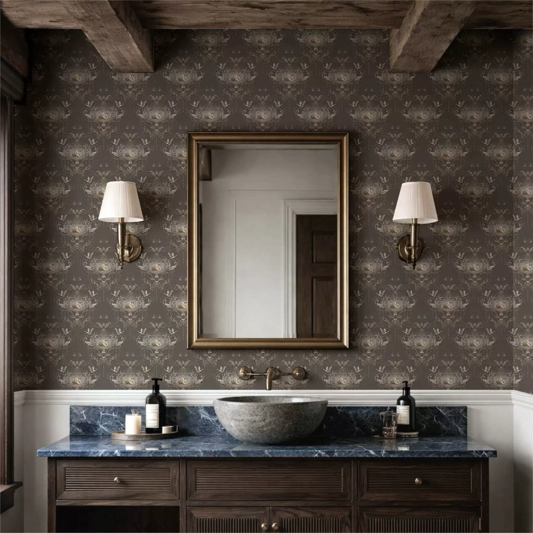 stenske poslikave Okras z labodki in pticami v klasičnem slogu a01161