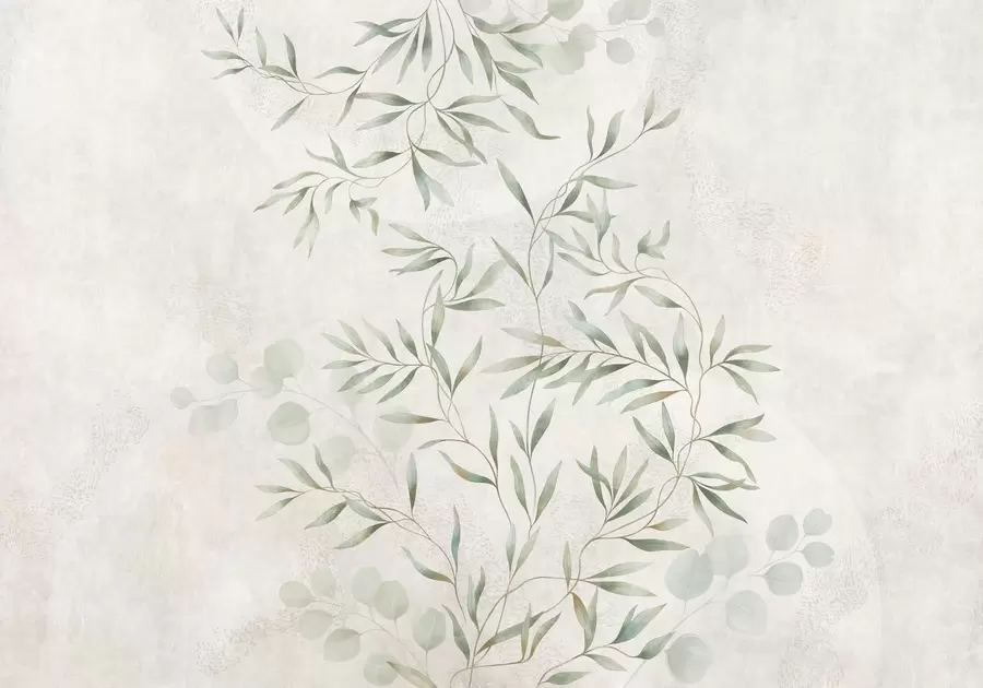 stenske poslikave Nežni botanični vzorec s tankimi vejicami na svetlem ozadju w05424