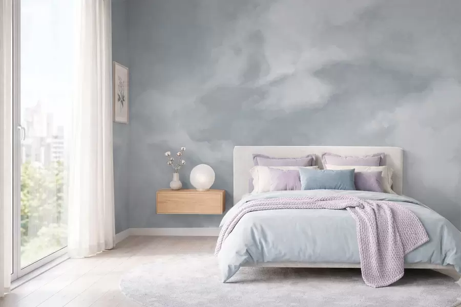 stenske poslikave Mehko oblačno ozadje v svetlo sivih odtenkih w05426v1