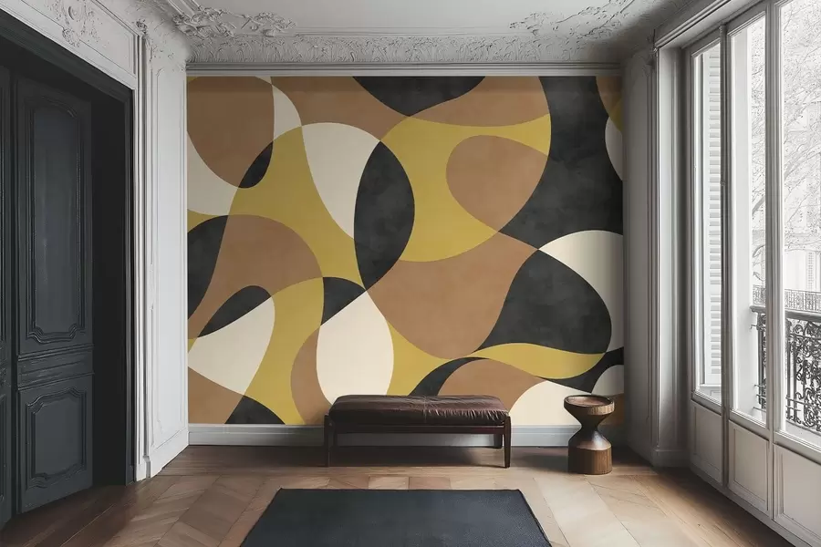 stenske poslikave Abstraktni vzorec z valovitimi oblikami in kontrastom w05149