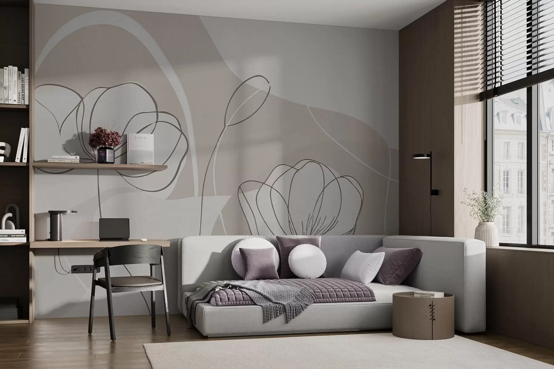 stenske poslikave Minimalistične rože w09779