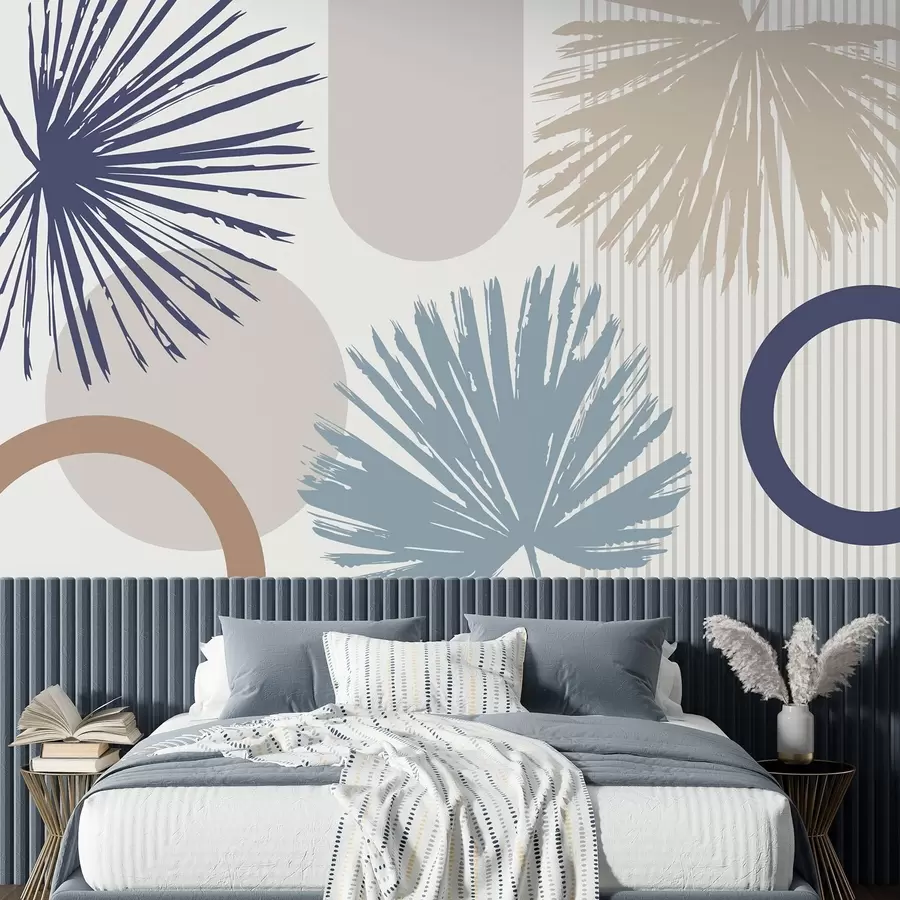 stenske poslikave Abstrakcija z rastlinskimi in geometrijskimi silhuetami w05505v1