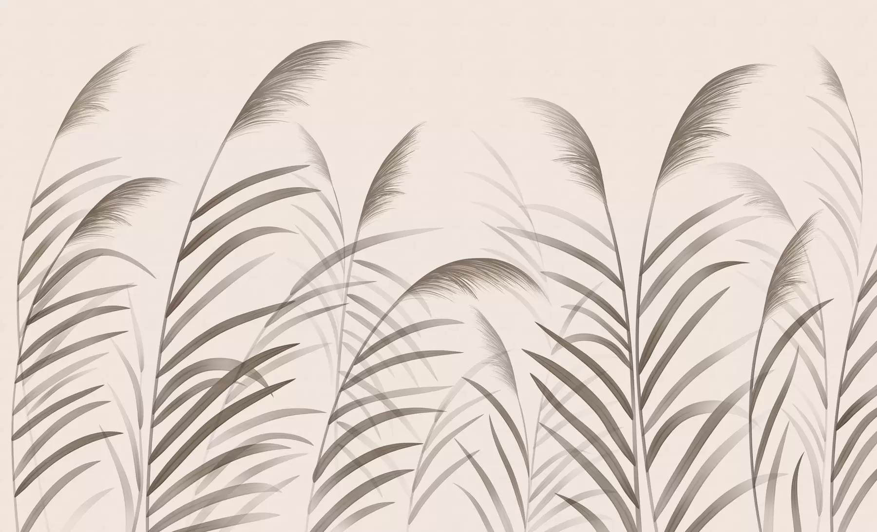 stenske poslikave Minimalistične silhuete iz trstja v bežnih odtenkih w05432