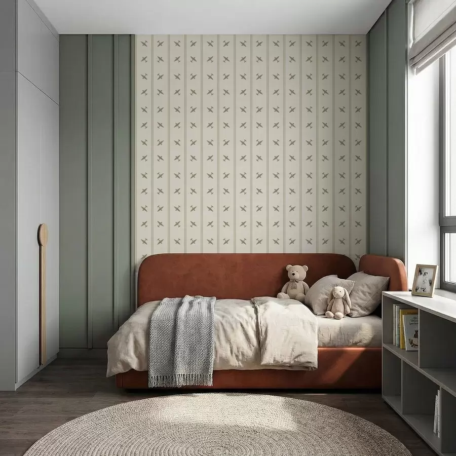 stenske poslikave Letala v črtastem vzorcu v olivnih odtenkih a01170v2