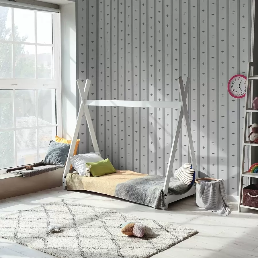 stenske poslikave Majhna letala v črtastem vzorcu na sivem ozadju a01171v1