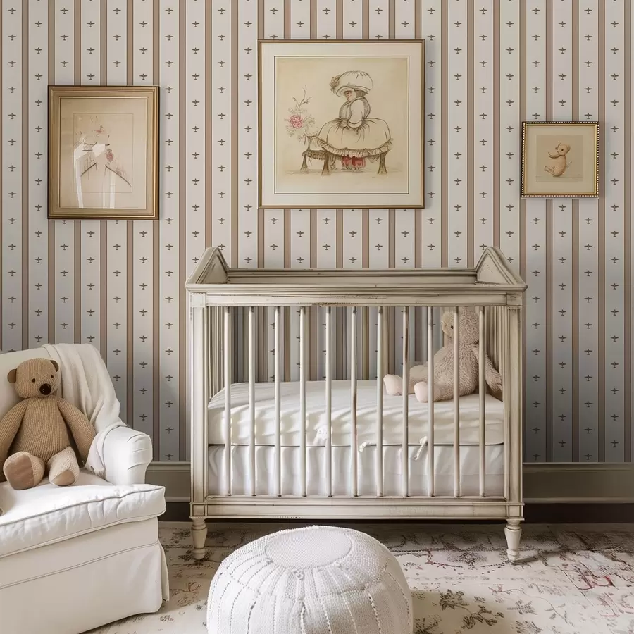 stenske poslikave Majhna letala v črtastem vzorcu na rjavem ozadju a01171v2