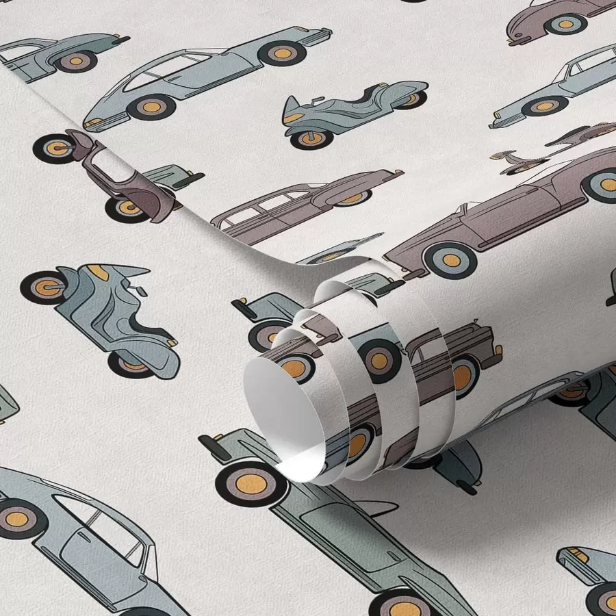 stenske poslikave Retro avtomobili in skuterji na svetlem ozadju a01172