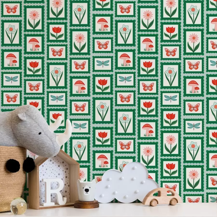 stenske poslikave Cvetje, gobe in metulji v okvirjih a01175