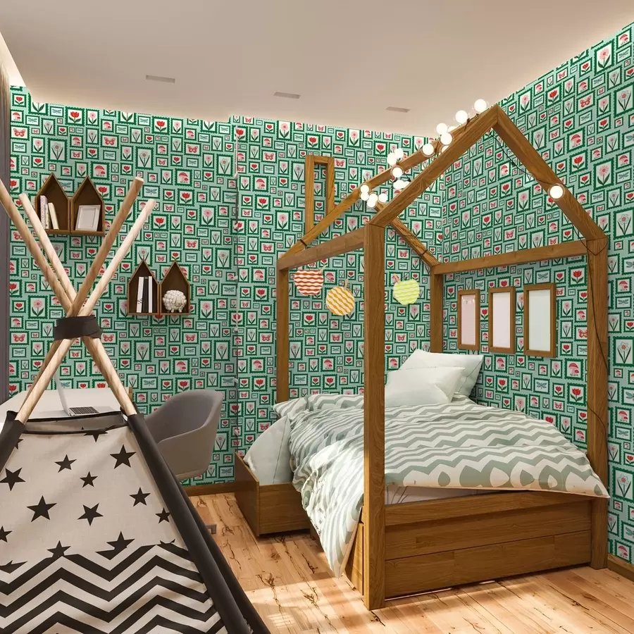 stenske poslikave Ilustracije v okvirjih z zelenimi robovi a01176v1