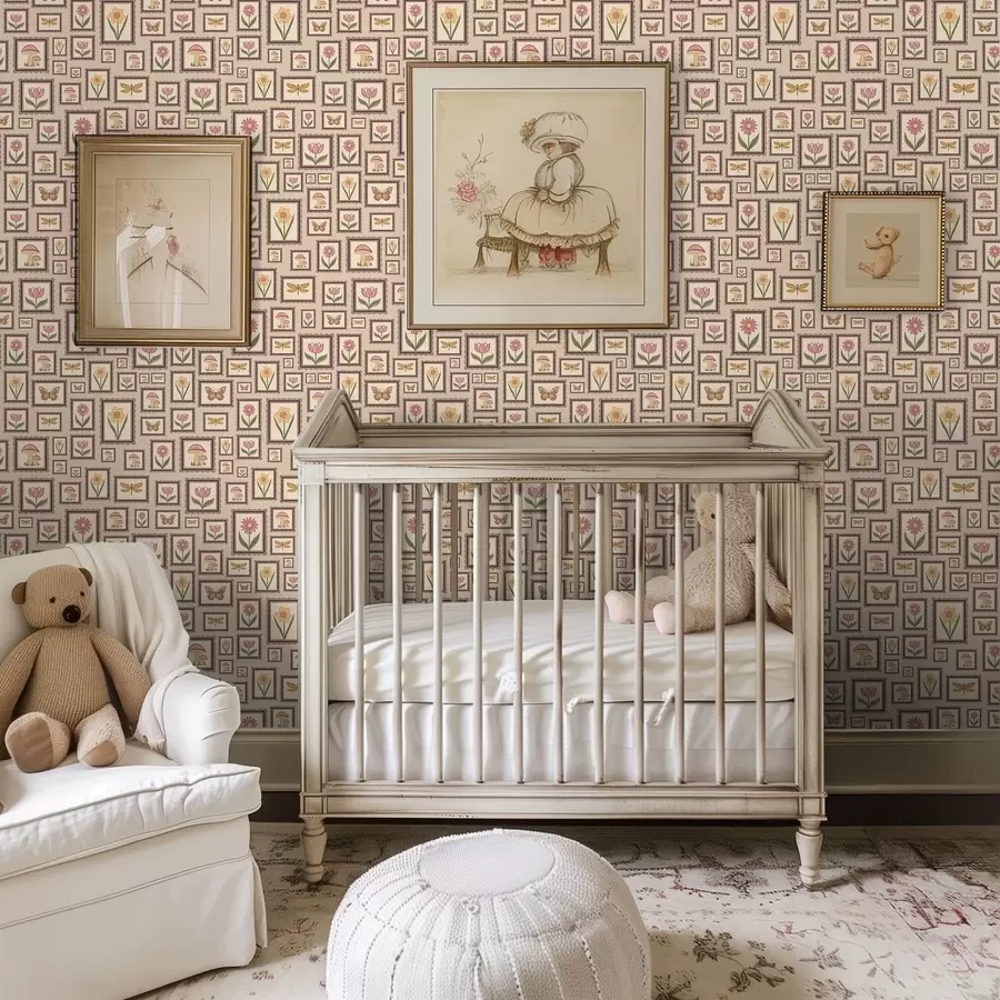 stenske poslikave Okvirjene ilustracije v toplih bež barvah a01176v2