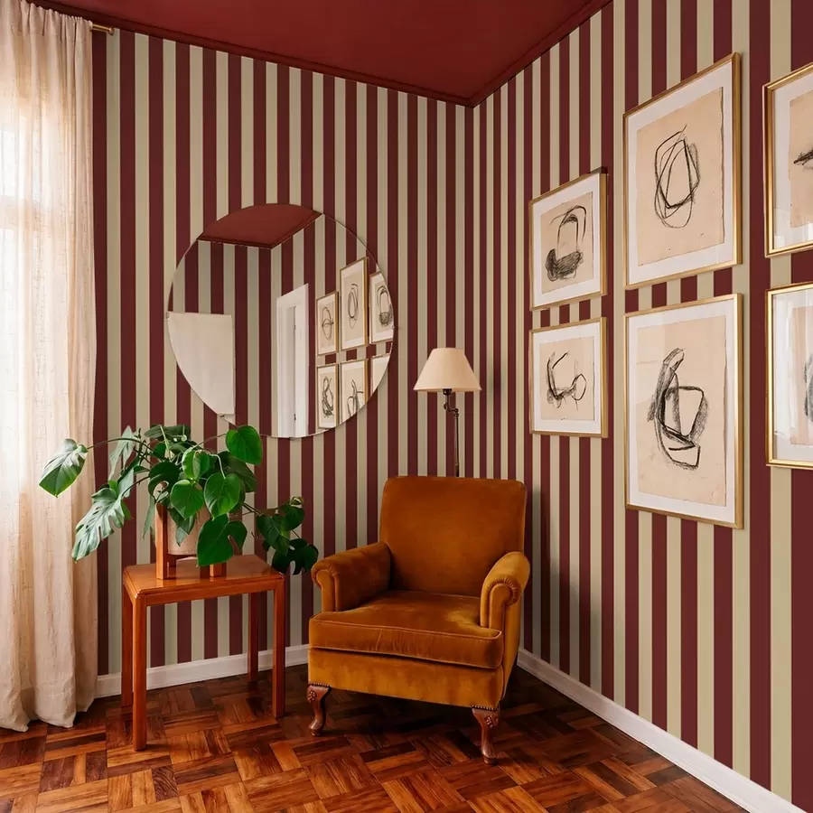 stenske poslikave Rdeče in bež navpične črte a01179