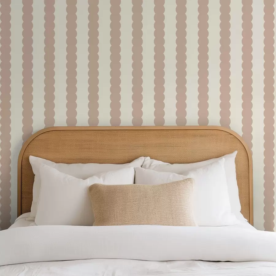 stenske poslikave Bež valovite črte v minimalističnem slogu a01182v2