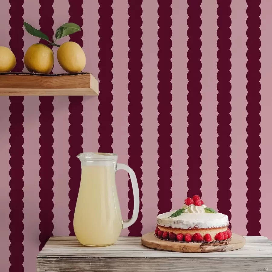 stenske poslikave Burgundske valovite črte v minimalističnem slogu a01182v5