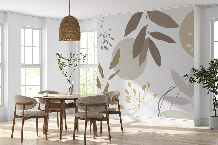 stenske poslikave Abstrakcija z rastlinami w05552v1