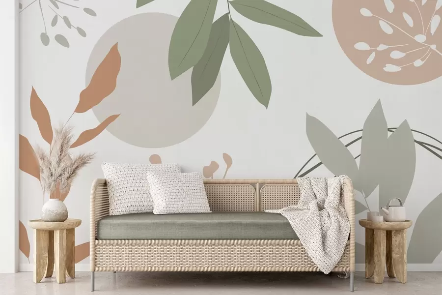 stenske poslikave Abstrakcija z rastlinami w05552v2