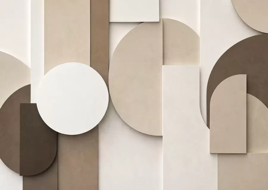 stenske poslikave Teksturirane bežne geometrijske oblike v večplastni 3D-kompoziciji, minimalistična sodobna stenska dekoracija w05598