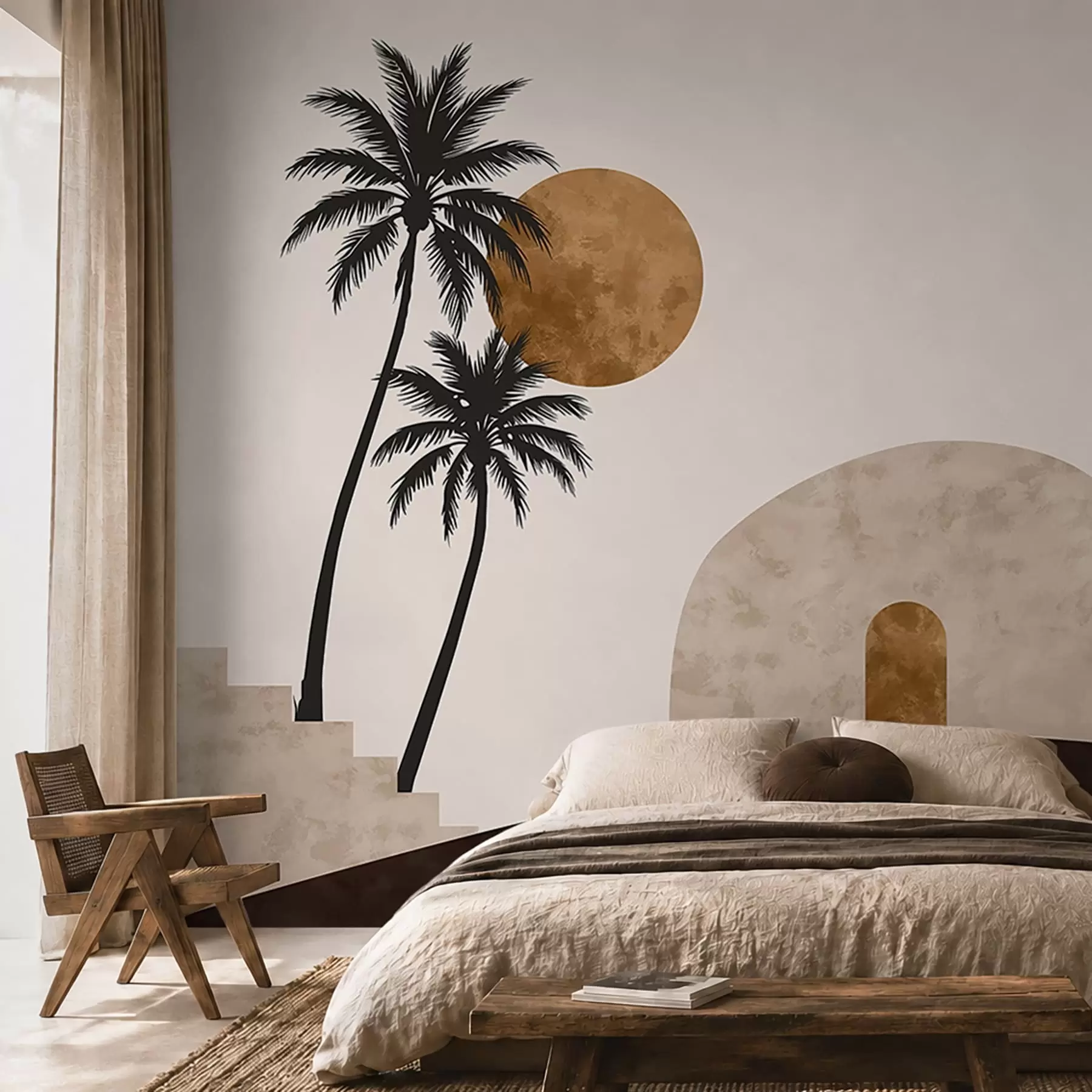 stenske poslikave Palme in lok pod toplim soncem w05547