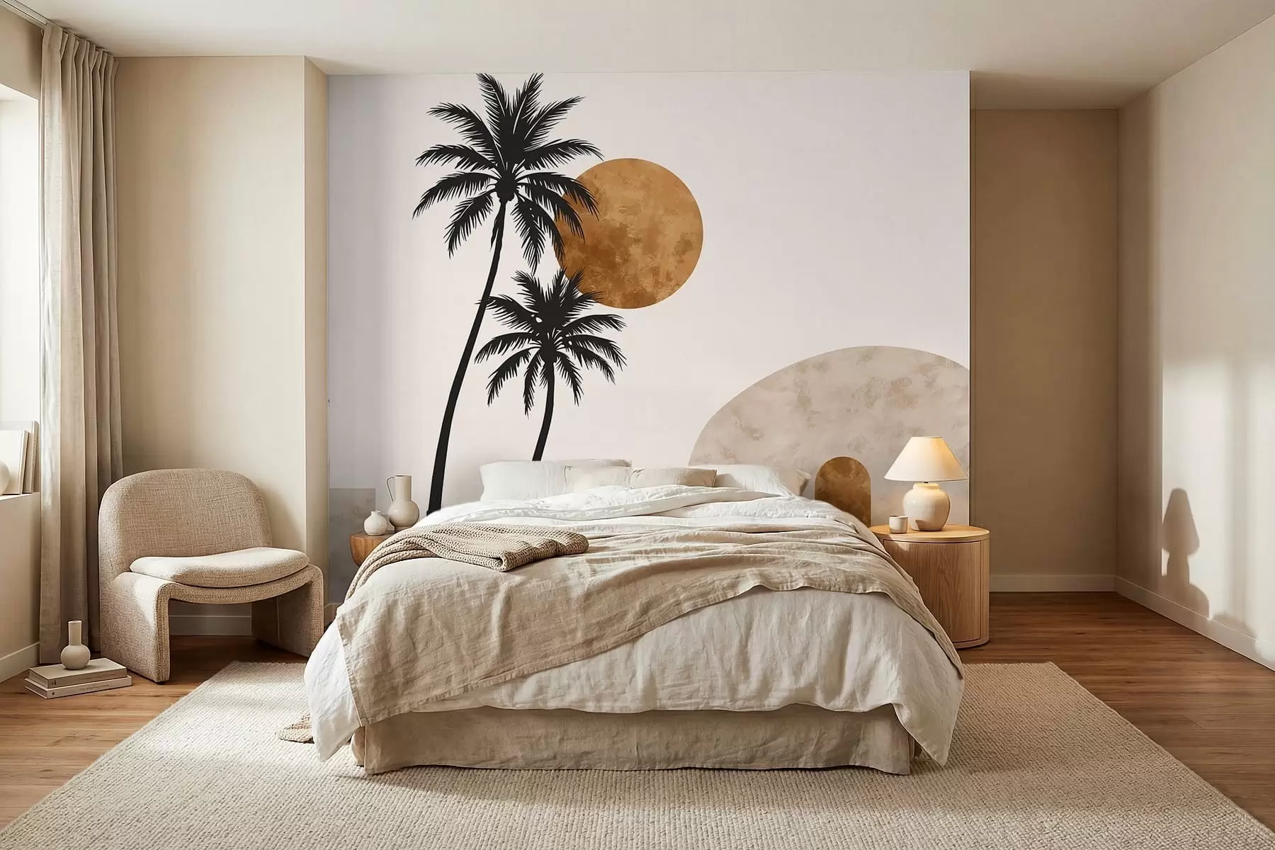 stenske poslikave Palme in lok pod toplim soncem w05547