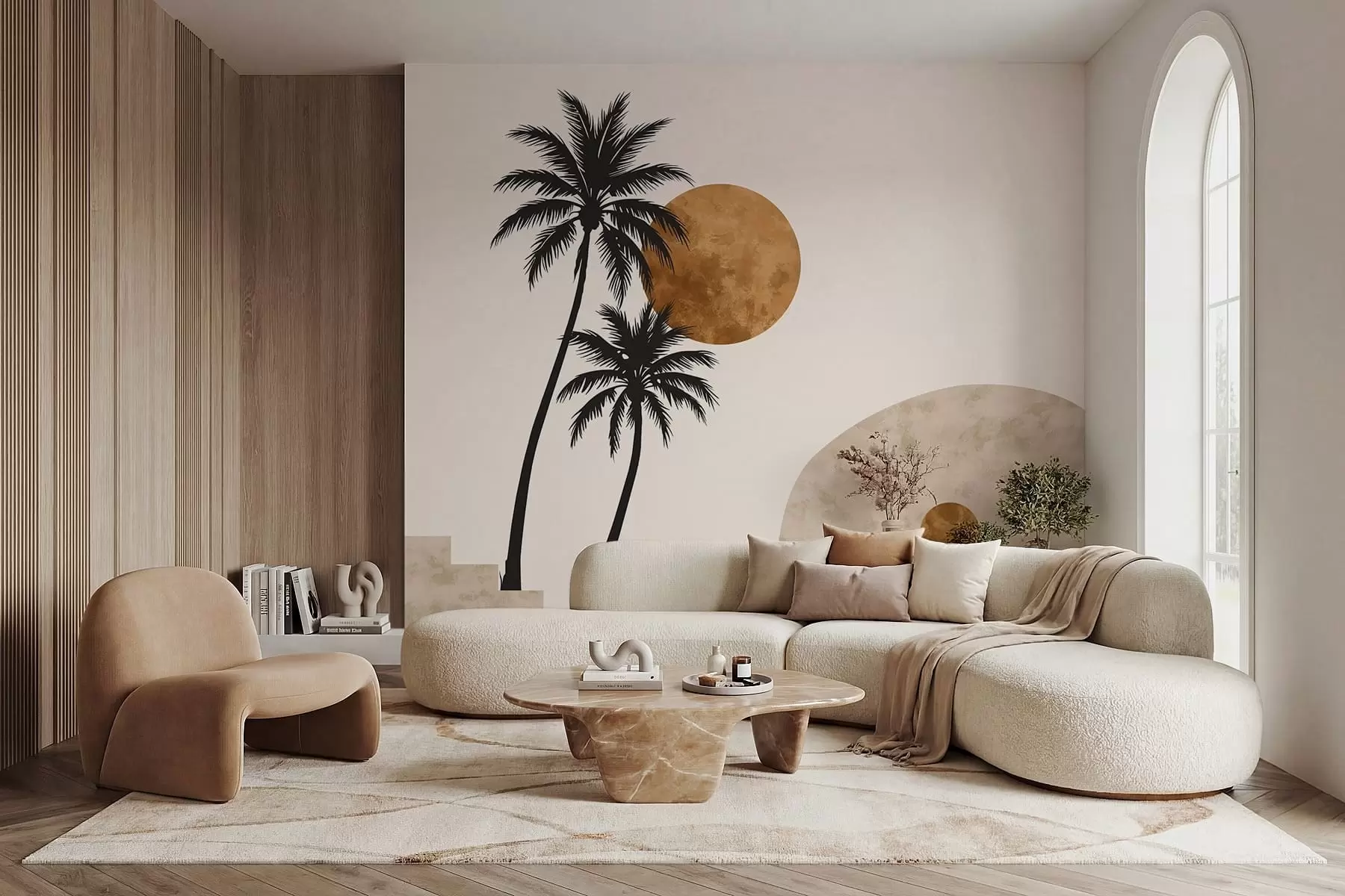 stenske poslikave Palme in lok pod toplim soncem w05547