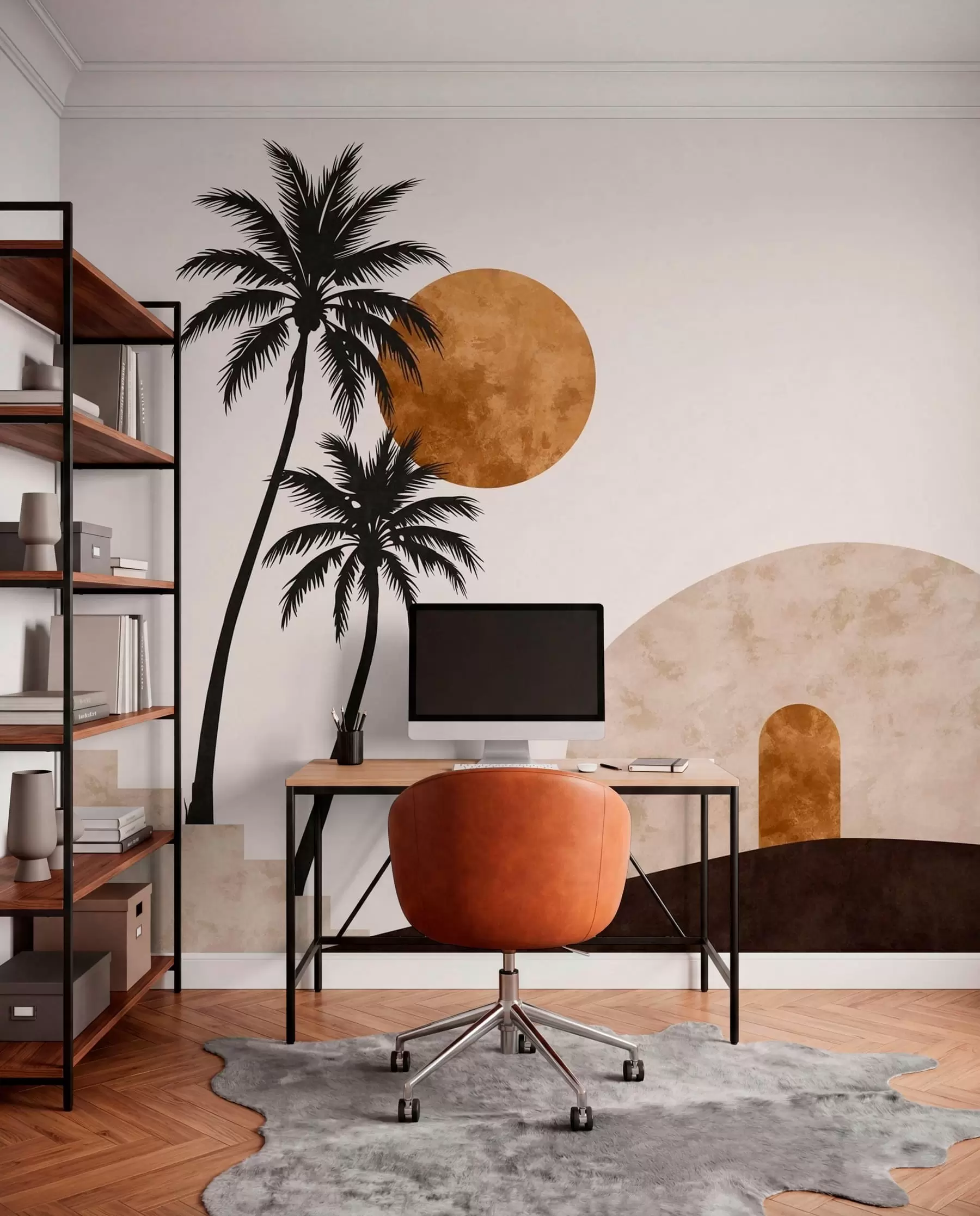 stenske poslikave Palme in lok pod toplim soncem w05547