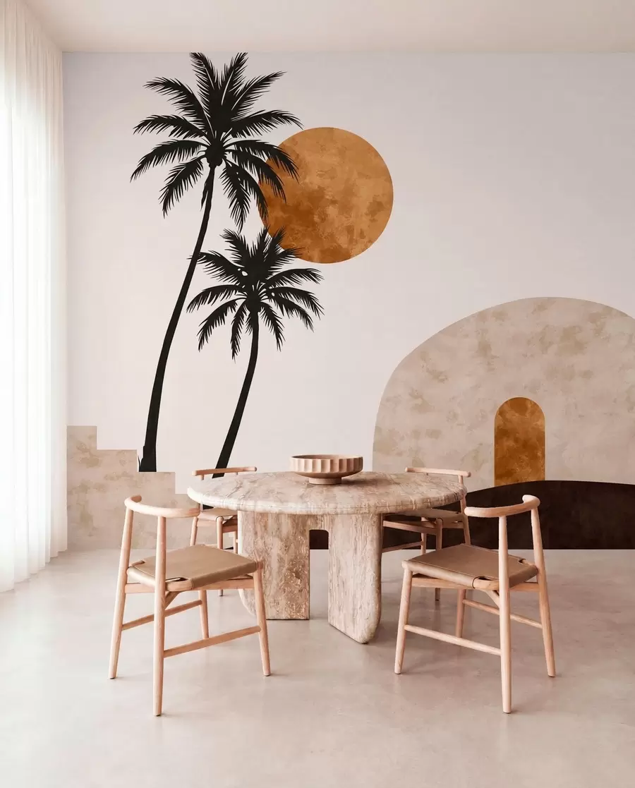 stenske poslikave Palme in lok pod toplim soncem w05547