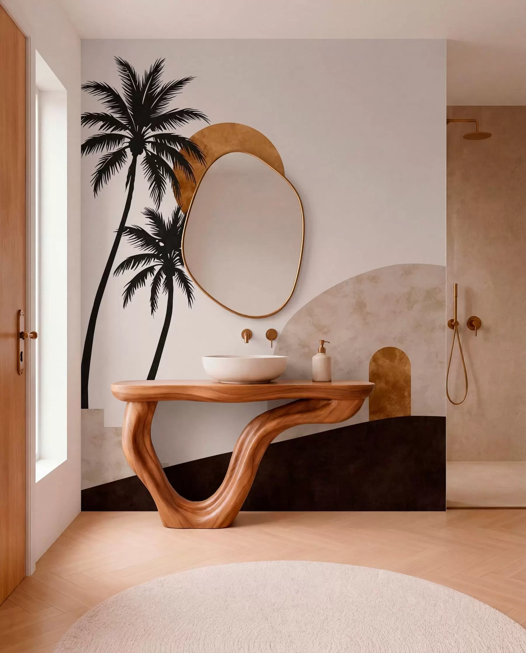 stenske poslikave Palme in lok pod toplim soncem w05547