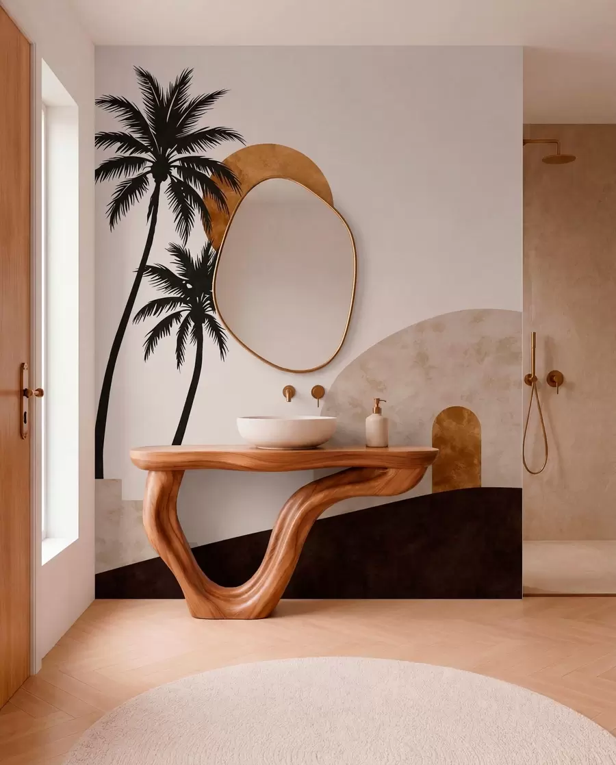stenske poslikave Palme in lok pod toplim soncem w05547