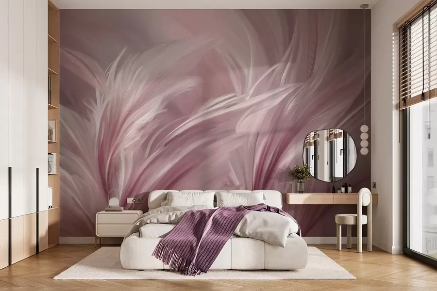stenske poslikave Elegantna peresa v rožnatih odtenkih w05658v1