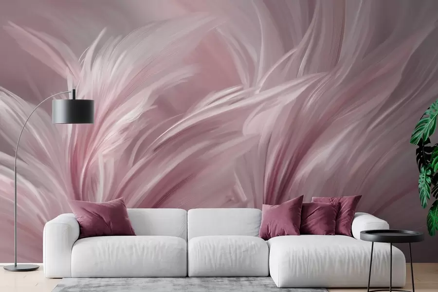 stenske poslikave Elegantna peresa v rožnatih odtenkih w05658v1