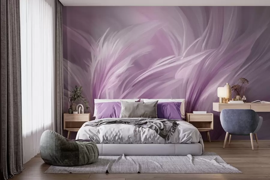 stenske poslikave Elegantna peresa v vijoličnih odtenkih w05658v2