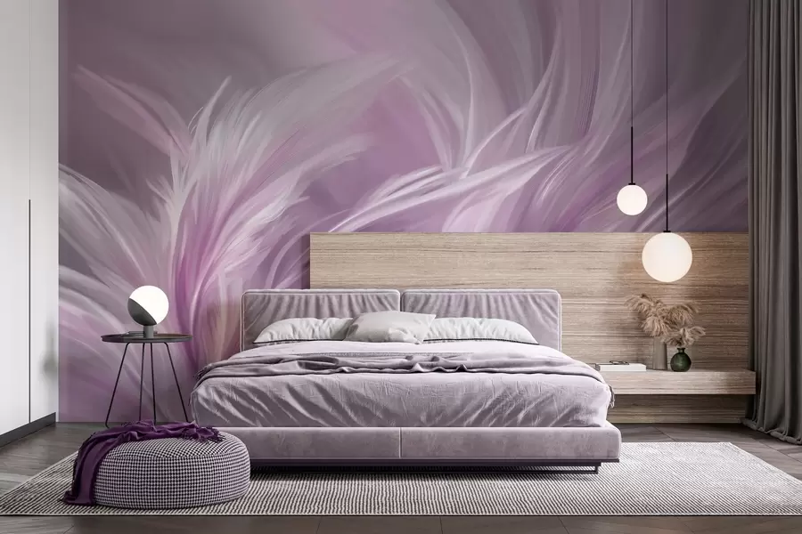 stenske poslikave Elegantna peresa v vijoličnih odtenkih w05658v2