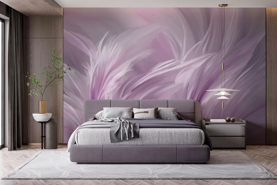 stenske poslikave Elegantna peresa v vijoličnih odtenkih w05658v2