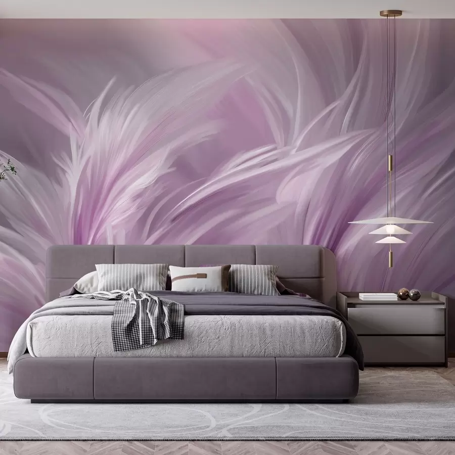 stenske poslikave Elegantna peresa v vijoličnih odtenkih w05658v2