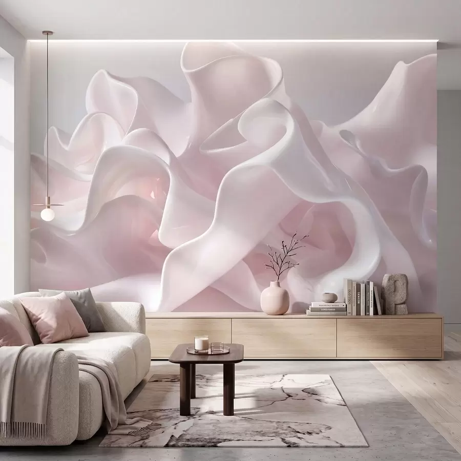 stenske poslikave Zračni svileni valovi v nežnih rožnatih odtenkih w09858