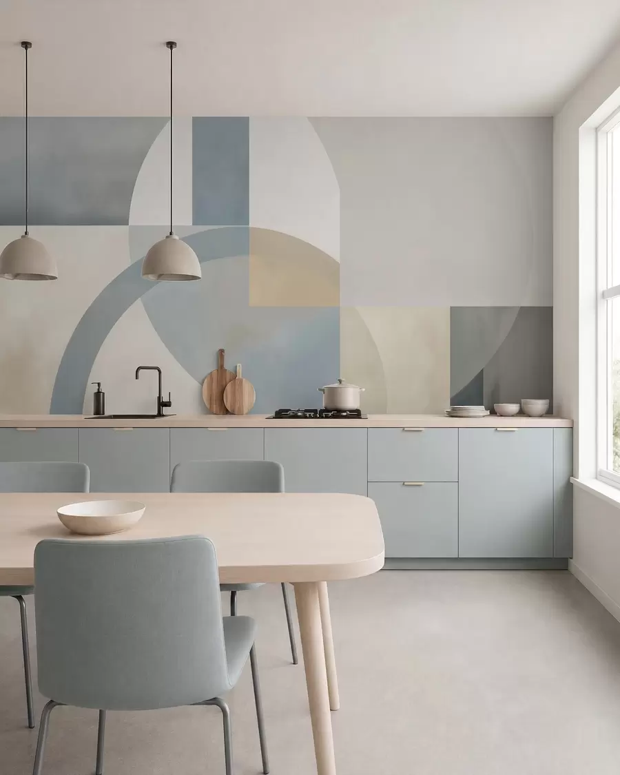 stenske poslikave Geometrična abstrakcija z imitacijo teksture w05778